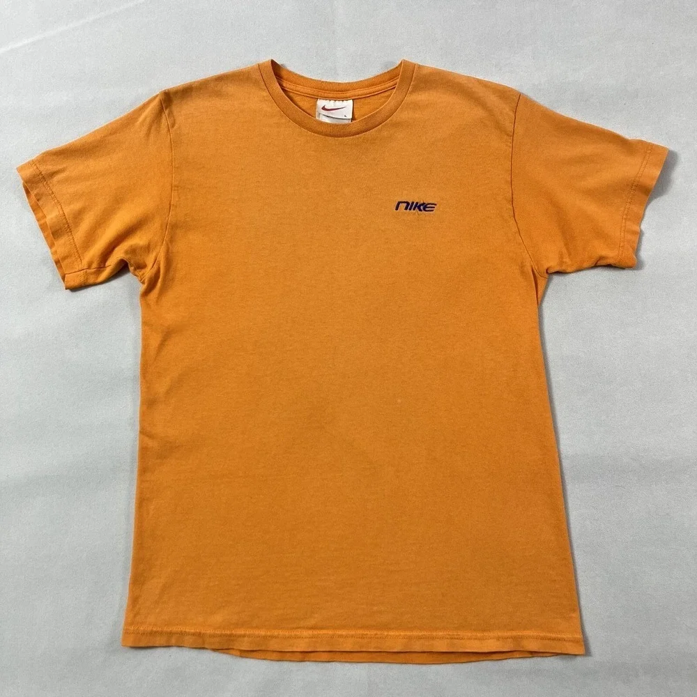 Vintage Nike T Shirt Men Large‎ Orange Embroidered Small Spell Out USA 90s